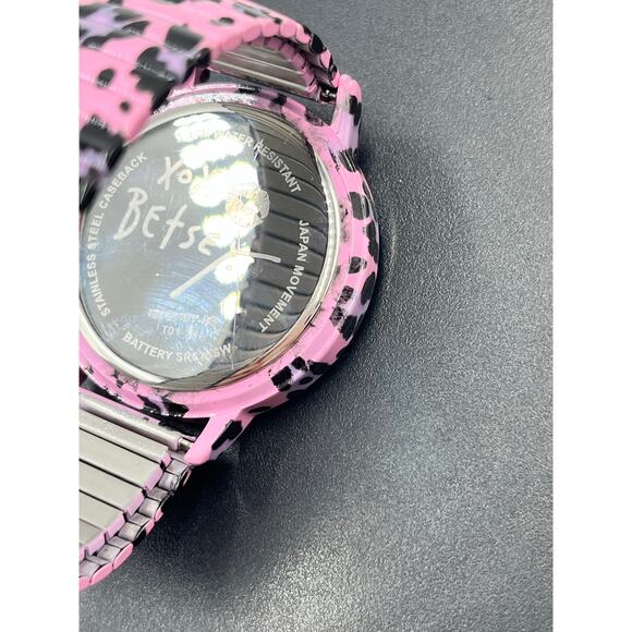 Betsey Johnson Betsey Time Leopard Lover Watch Pink Purple Black Stretch Band - Picture 6 of 8